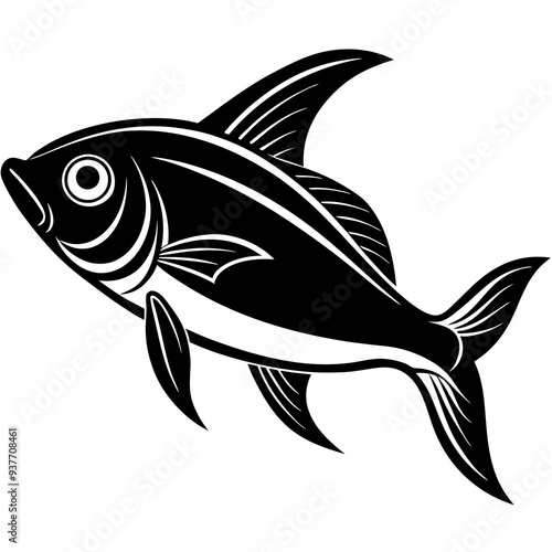 flipper fish silhouette Vector