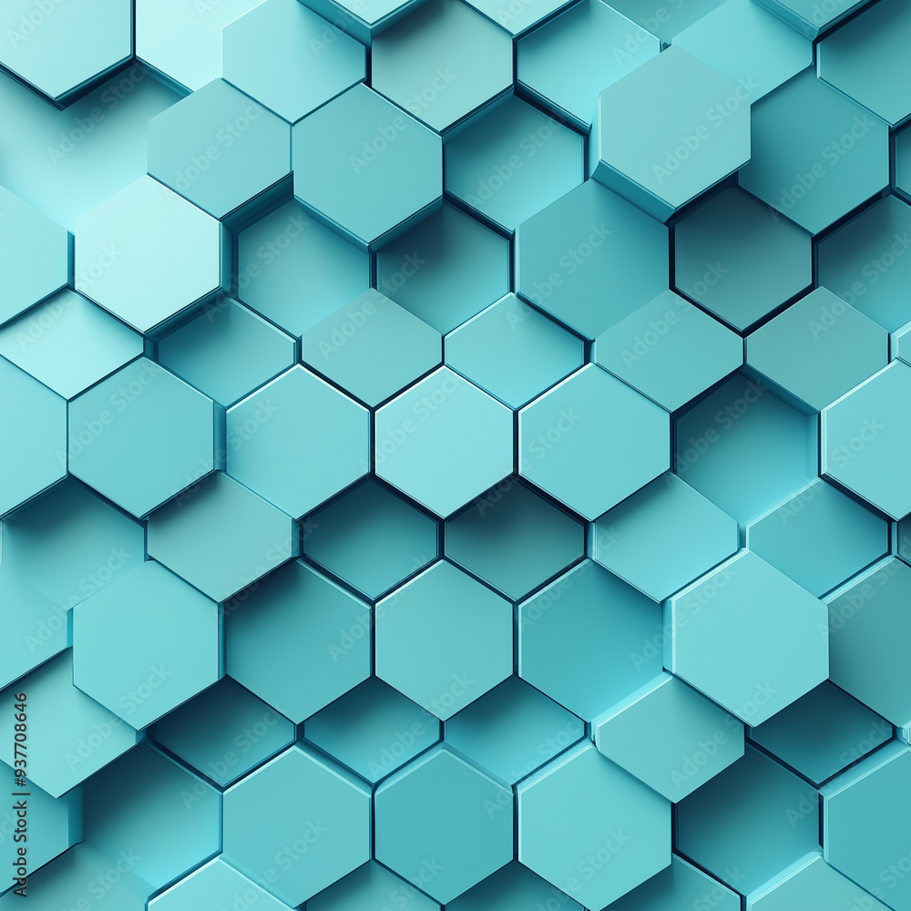 Naklejka premium Glowing hexagonal tiles turquoise color