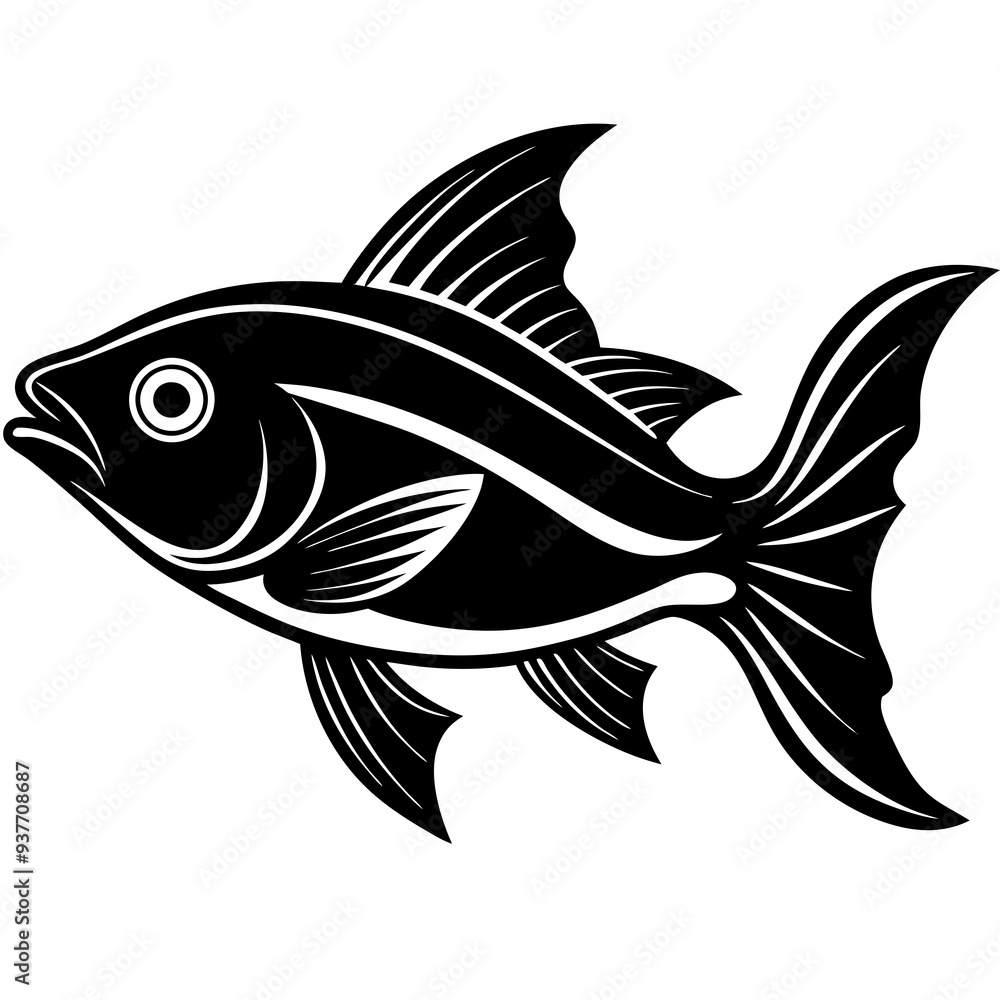 flipper fish silhouette Vector flipper fish silhouette Vector