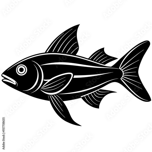 flipper fish silhouette Vector