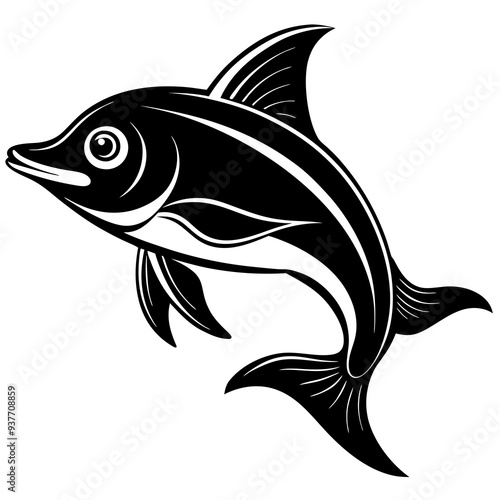 flipper fish silhouette Vector
