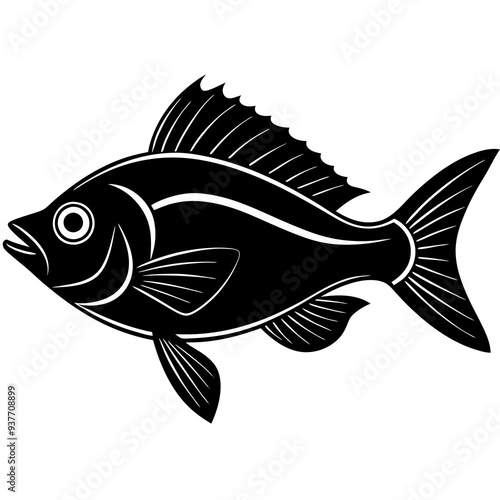 flipper fish silhouette Vector