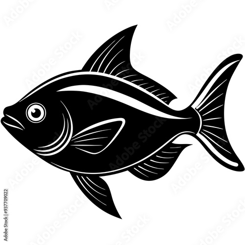 flipper fish silhouette Vector