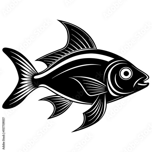 flipper fish silhouette Vector