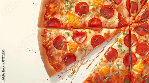 illustration of a pizza with pineapples 