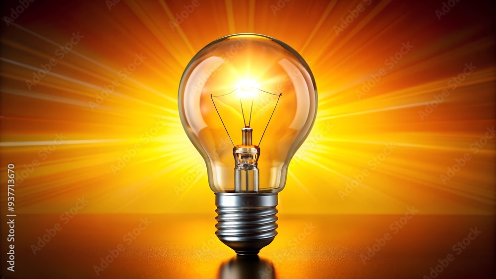 Glowing light bulb in darkness, warm halo effect Glowing light bulb in darkness, warm halo effect