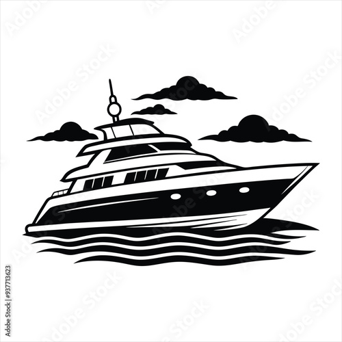 Yacht Silhouette SVG Vector Design | SVG Files for Cricut & Silhouette, Vector Graphics for T-Shirts, Decals & More photo