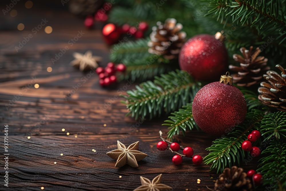 Christmas decoration on wooden background Christmas decoration on wooden background