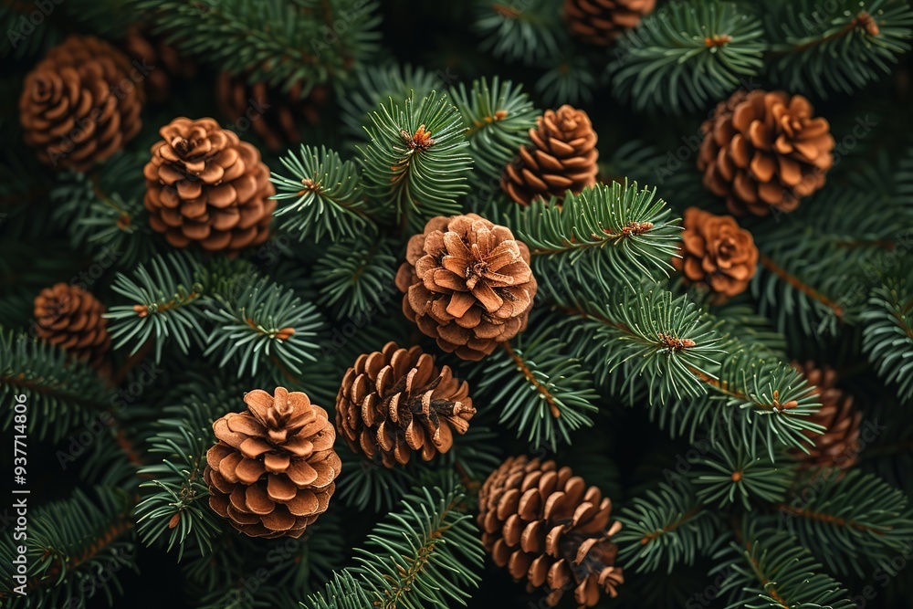 Christmas Fir tree branches and pine cones background Christmas Fir tree branches and pine cones background