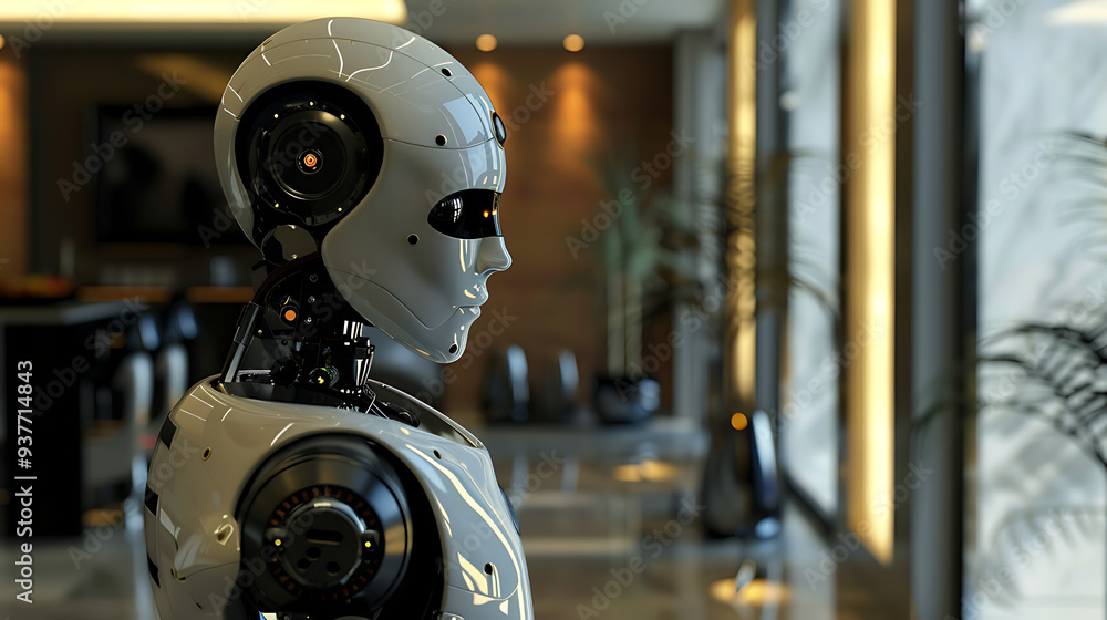 Portrait of a robot in the future world