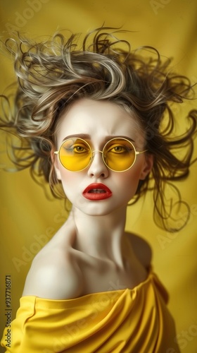 Captivating Blonde Fashionista in Vibrant Yellow Styling