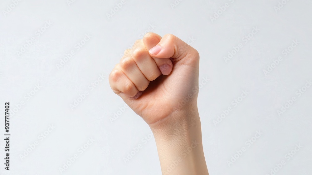 Close-up shot of hand clenched in a fist - powerful gesture of determination and strength. Close-up shot of hand clenched in a fist - powerful gesture of determination and strength.