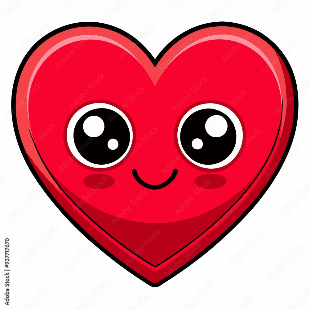 Red color love emoji cartoon face heart icon on white background generated by AI Red color love emoji cartoon face heart icon on white background generated by AI