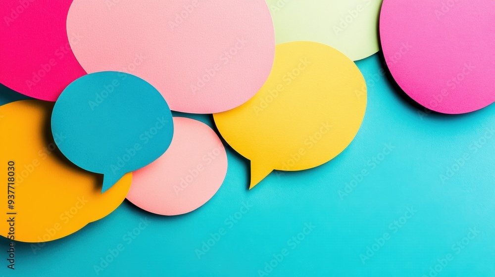 custom made wallpaper toronto digitalVibrant speech bubbles in various colors create a playful backdrop, symbolizing communication and interaction in a modern context