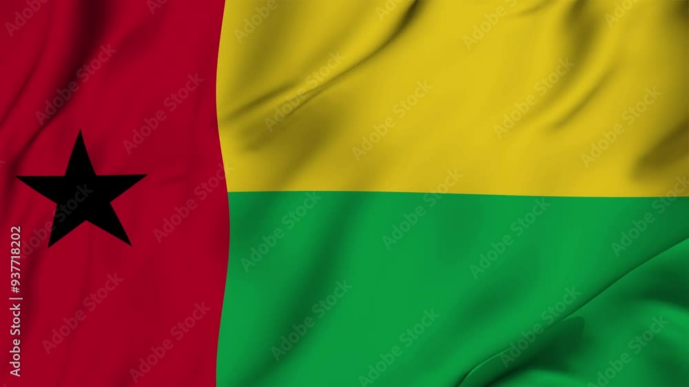 A beautiful view of the Guinea Bissau flag video. 3d flag-waving video. Guinea Bissau flag 4K resolution. A beautiful view of the Guinea Bissau flag video. 3d flag-waving video. Guinea Bissau flag 4K resolution.