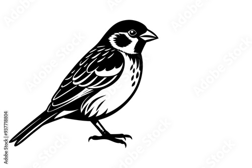 Black and white Sparrow drawing 