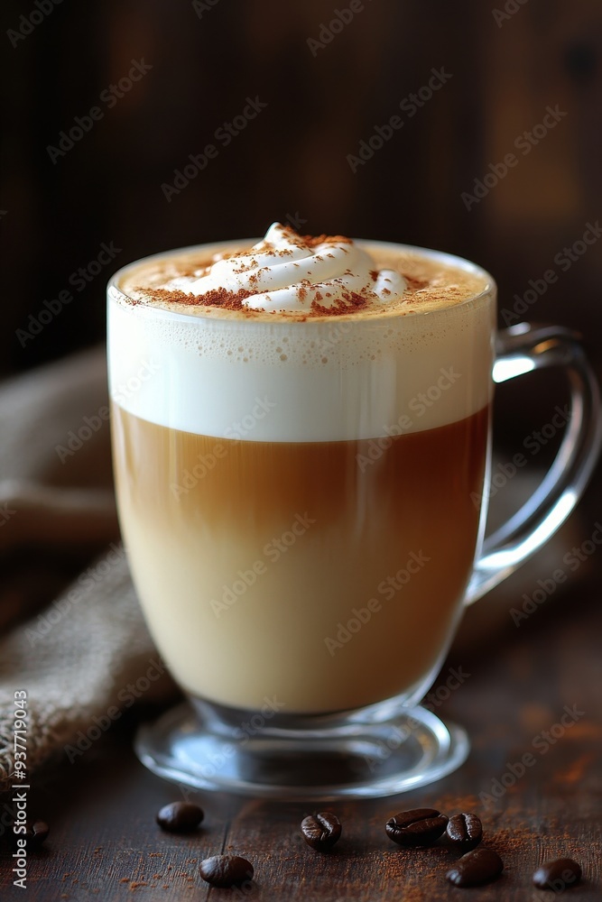 Warm and Creamy Latte in a Glass Cup Warm and Creamy Latte in a Glass Cup
