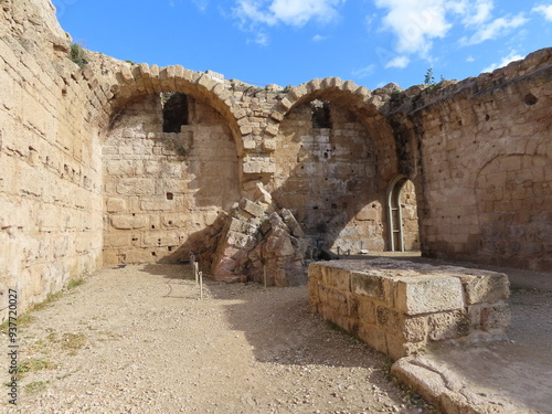 Ruins of an ancient city in Caesarea in Israel. An interesting journey through historical sights.