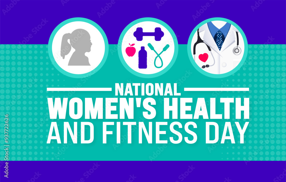 Women's health and fitness day background or banner design template. Holiday concept. Template for background, banner, card, poster, placard, design template with unique shapes with standard color. Women's health and fitness day background or banner design template. Holiday concept. Template for background, banner, card, poster, placard, design template with unique shapes with standard color.