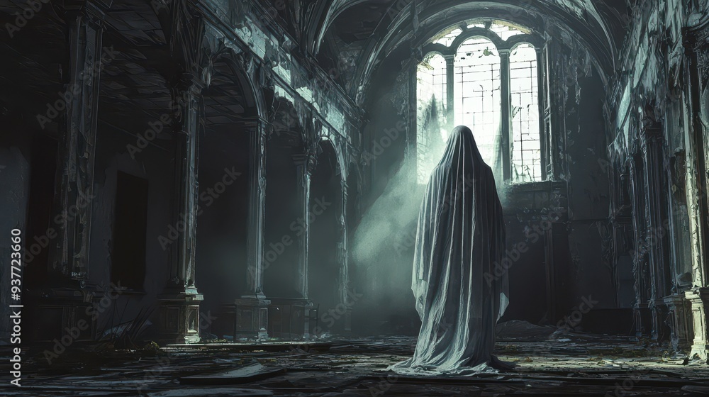 Ethereal Presence: A Mystic's Solace in an Abandoned Sanctuary Ethereal Presence: A Mystic's Solace in an Abandoned Sanctuary