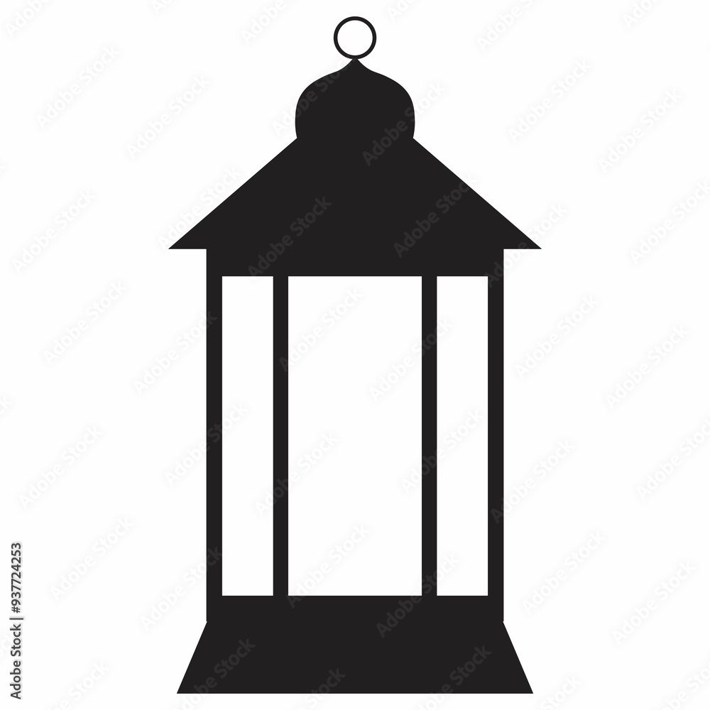Ramadan Islamic Lantern Silhouette Isolated on White Background. Flat Vector Illustration Ramadan Islamic Lantern Silhouette Isolated on White Background. Flat Vector Illustration