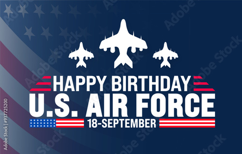US Air Force birthday background or banner design template. Holiday concept. Template for background, banner, card, poster, placard, design template with unique shapes with standard color.