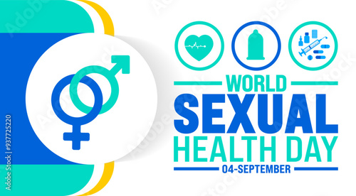 World Sexual health day background or banner design template. Holiday concept. Template for background, banner, card, poster, placard, design template with unique shapes with standard color.