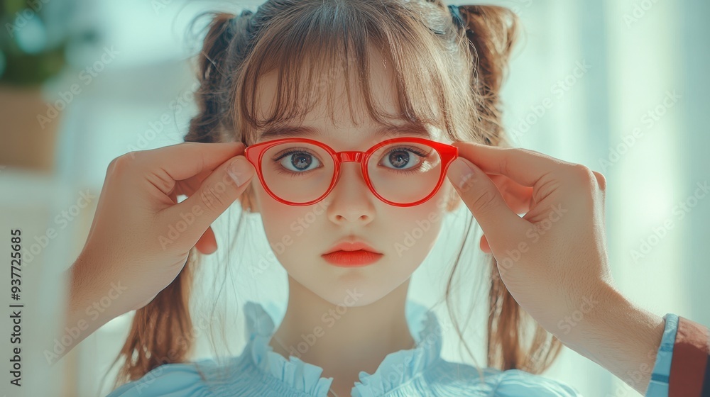 The girl in red glasses The girl in red glasses