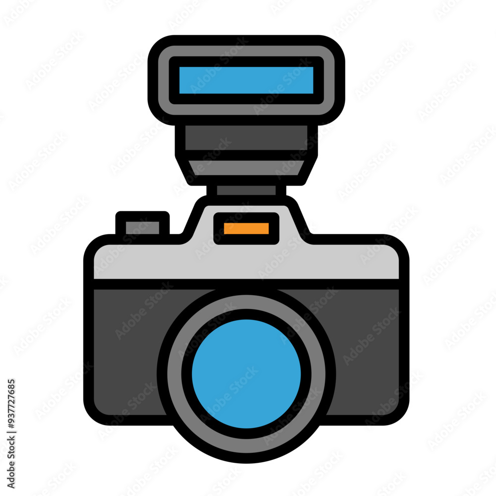Fototapeta premium Mirrorless camera vector icon. isolated transparent. Dslr digital camera in color or logo illustration outline black style.