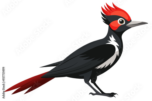 Magellanic woodpecker bird vector art illustration photo