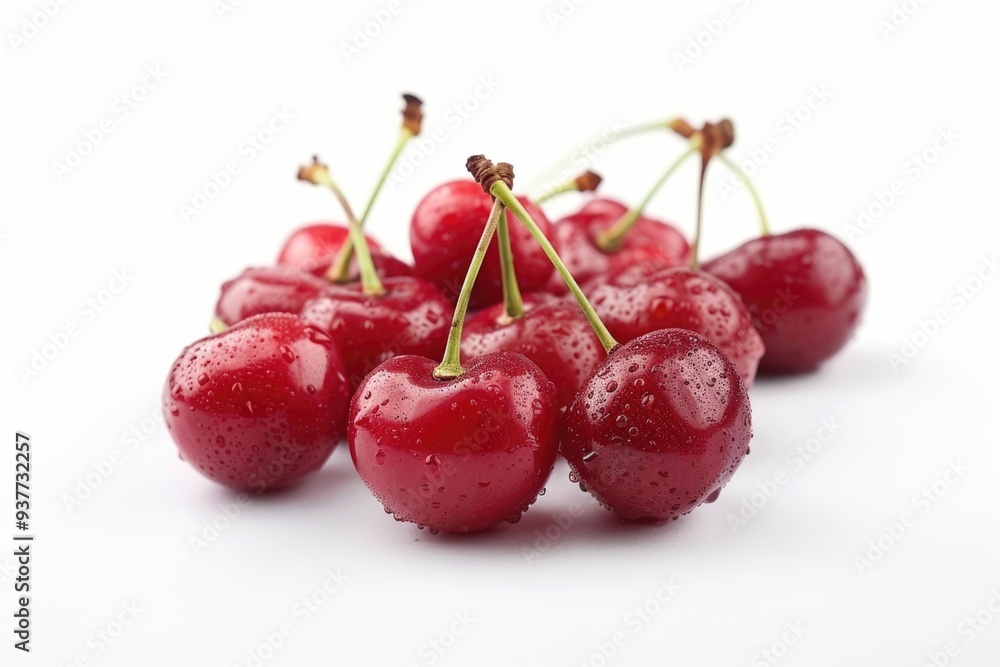 A cluster of ripe cherries piled on top of one another A cluster of ripe cherries piled on top of one another