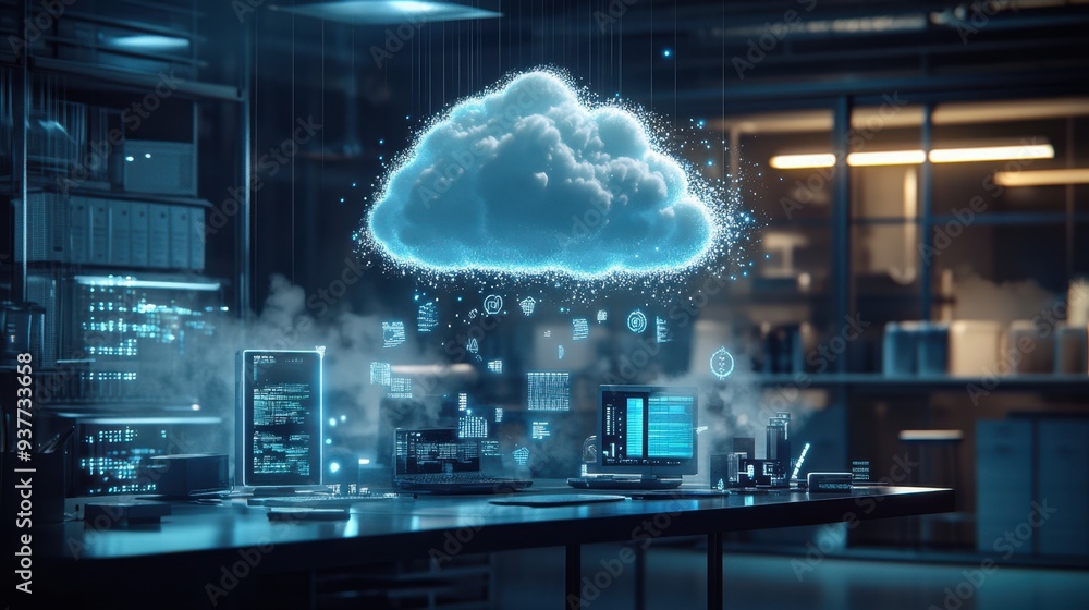 Obraz premium The Futuristic Cloud Workspace