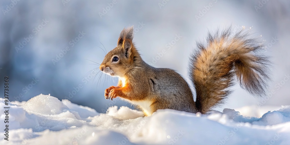 Squirrel playing in the fresh snow , winter, wildlife, cute, cold, fluffy tail, animal, outdoor, playful, adorable Squirrel playing in the fresh snow , winter, wildlife, cute, cold, fluffy tail, animal, outdoor, playful, adorable