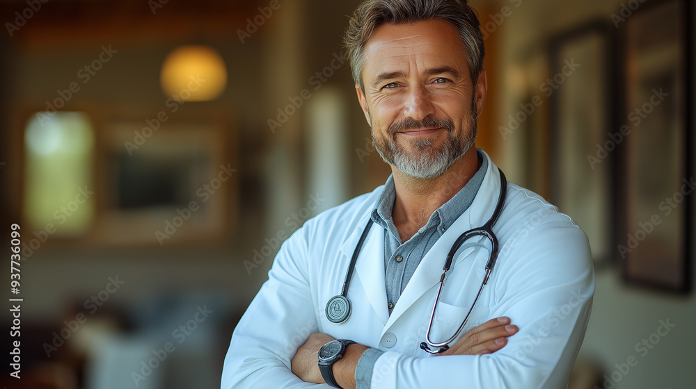 Happy doctor, portrait and man with arms crossed in hospital for healthcare, wellness or career. Face, medical professional smile and confident surgeon, expert or mature employee in glasses Happy doctor, portrait and man with arms crossed in hospital for healthcare, wellness or career. Face, medical professional smile and confident surgeon, expert or mature employee in glasses