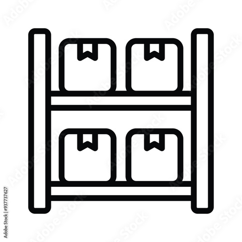Parcel on racks, inventory icons vector design, storage rack icon