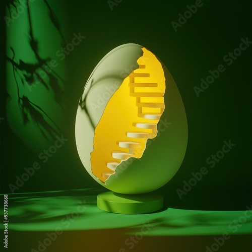 a green egg with a yellow egg inside photo