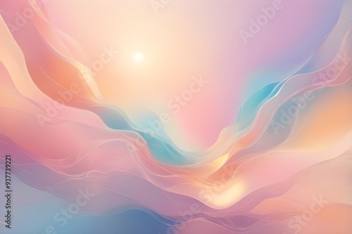 Abstract Light Soft Colorful Background: Bright Flash of Sunrise with Vibrant Clouds - Perfect for Peaceful Computer Wallpapers and Relaxing Living Room Decor with Copy Space