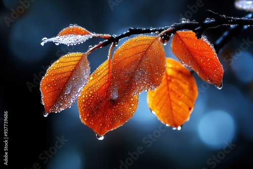 autumn leaves on a brannch of a tree photo