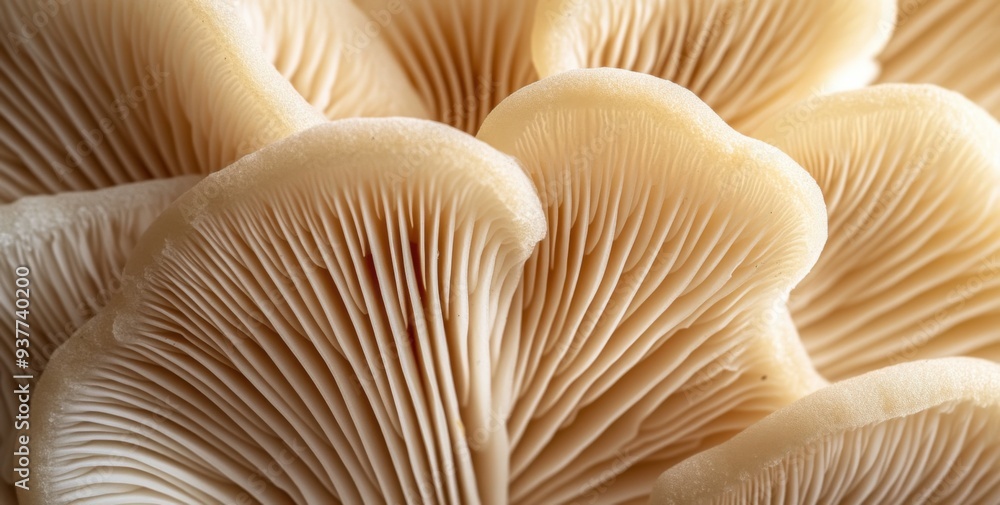 Abstract Close-Up of Soft Beige Mushroom Gills Abstract Close-Up of Soft Beige Mushroom Gills