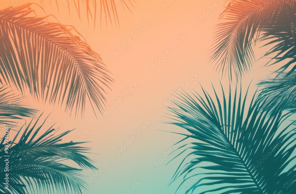 Palm Tree Silhouettes Against a Gradient Sunset Background Palm Tree Silhouettes Against a Gradient Sunset Background