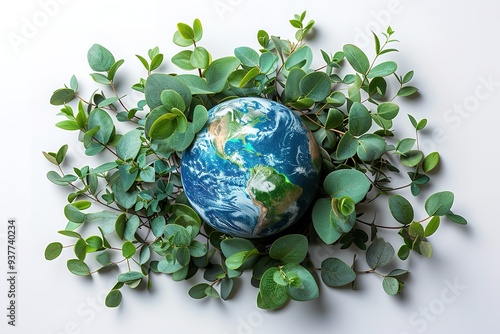 Earth day concept on white background, World environment day