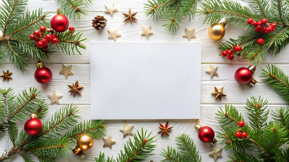 New Year background with branches and cones - template for your holiday design New Year background with branches and cones - template for your holiday design