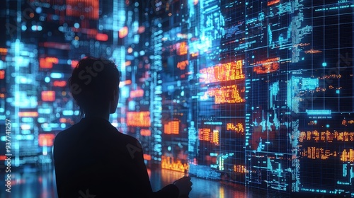 Wallpaper Mural Silhouette in the Cyberpunk City Torontodigital.ca