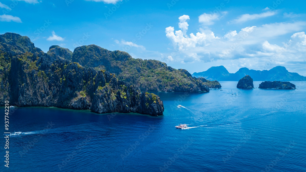 Coron, Palawan, Philippines, aerial view of beautiful lagoons and limestone cliffs. Coron, Palawan, Philippines, aerial view of beautiful lagoons and limestone cliffs.