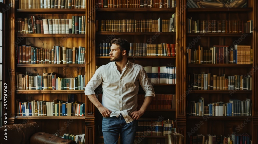 The man in a library The man in a library