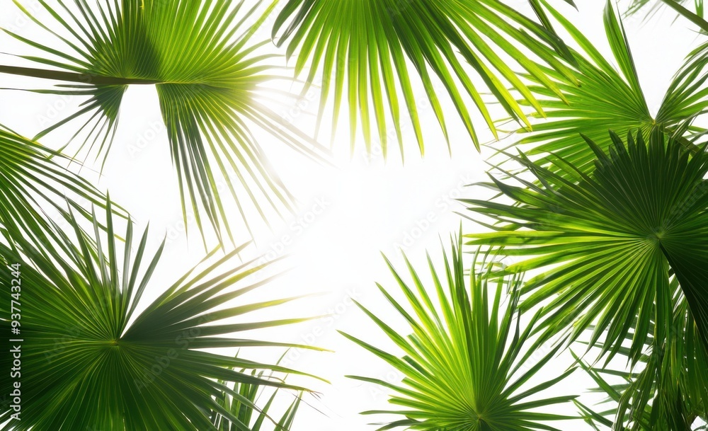 Tropical Palm Fronds against a White Background Tropical Palm Fronds against a White Background