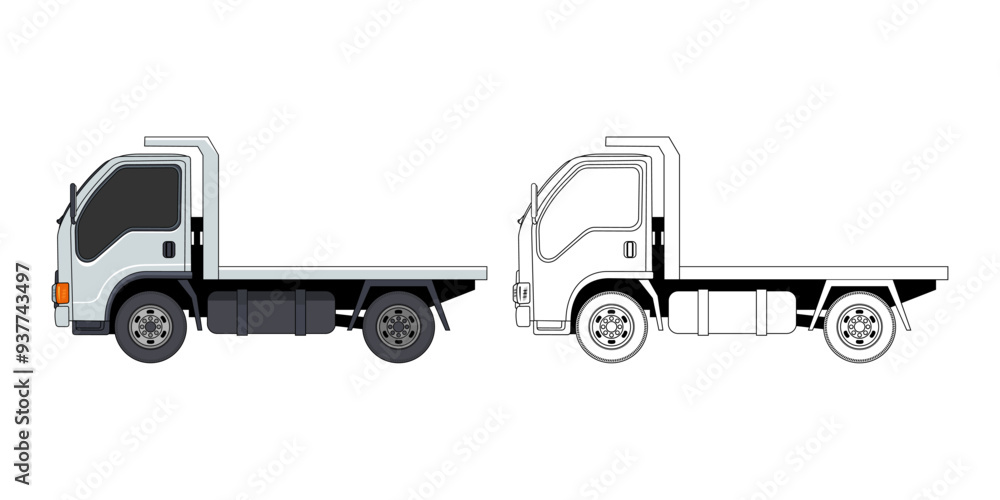 Flatbed Truck Cartoon Design Illustration vector eps format suitable for your design needs logo illustration animation etc Flatbed Truck Cartoon Design Illustration vector eps format suitable for your design needs logo illustration animation etc