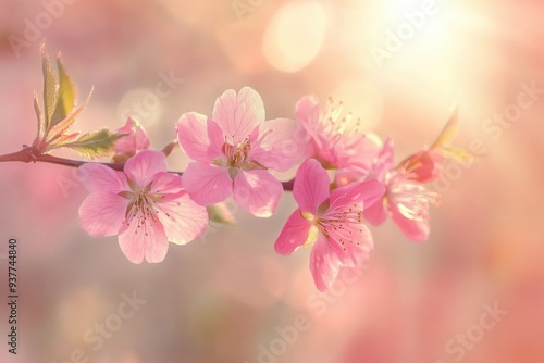 Dreamy Pink Blossoms in Radiant Sunlight