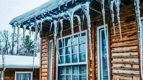 a house with icicles hanging from the roof