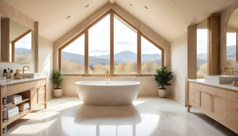 Photo modern style interior room 3d illustration White and gold theme interior modern minimalism photo realism Photo modern style interior room 3d illustration White and gold theme interior modern minimalism photo realism